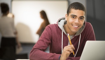 happy student in class